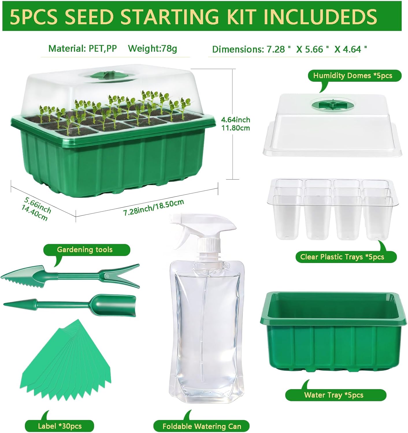 5-Pack Seed Starter Tray Kit w - Humidity Dome Kit ulasan dan harga