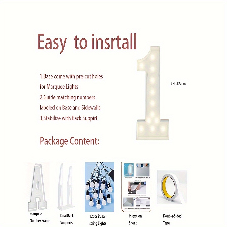 4ft Marquee Light Up Numbers 1 - Cutting Board Foam ulasan dan harga