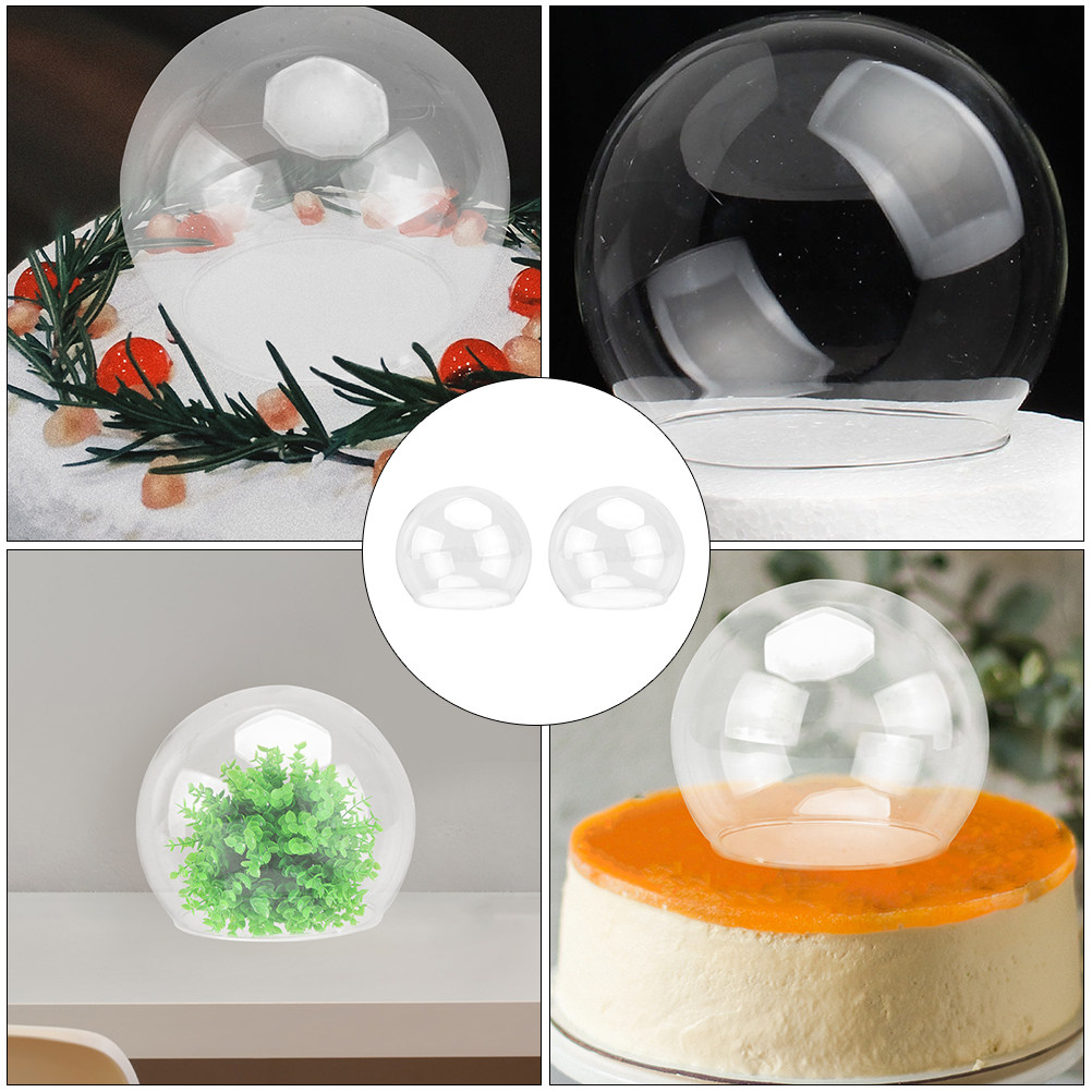 2Pcs Clear Glass Dome Display  - Plastic Dome Clear ulasan dan harga